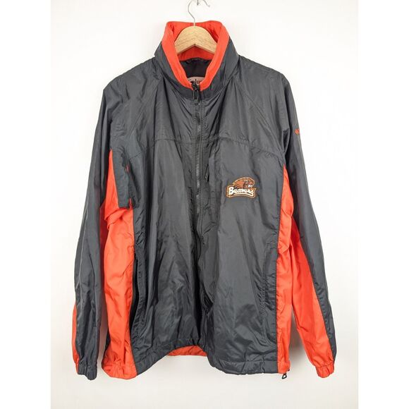 Columbia Oregon State Men's Large Beavers Black Orange Jacket Hooded Full Zip - Picture 1 of 7